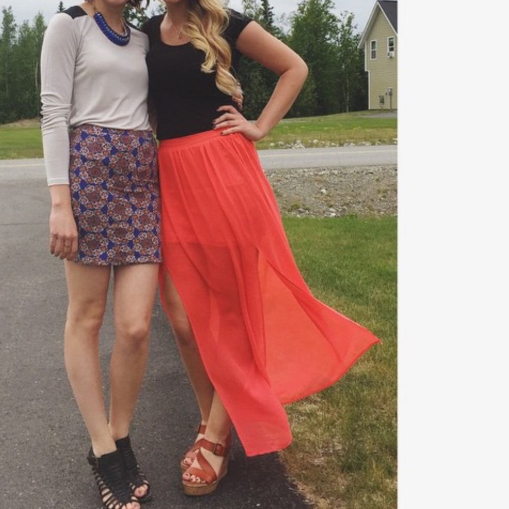 H&M long pink/orange skirt
